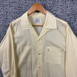 Vintage Arrow Shirt Mens Large Yellow Loop Collar Camp Decton Sanforized 60s USA